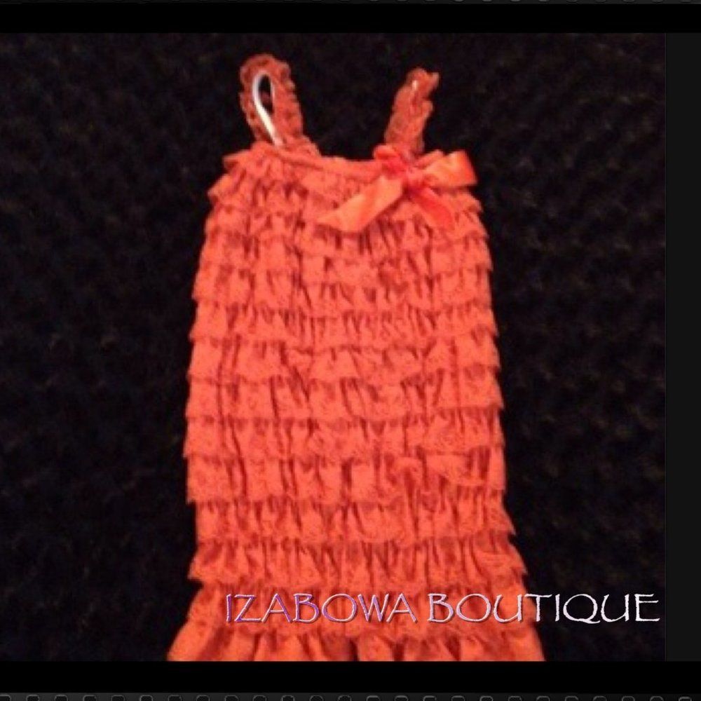 Orange Lace Romper ORGR1S Small 3M-12M NWT Boutique